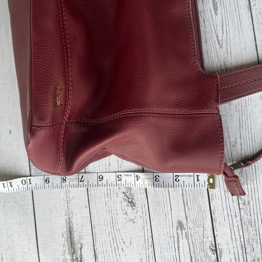 The Sak De Young Mahogany Burgundy Pebbled Leather Tote Shoulder Bag Chic Boho - Picture 10 of 11